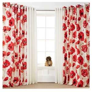 WAYFAIR Poppy Flower Curtain NWT 48W 96L